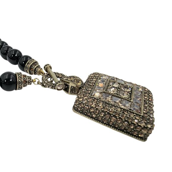 Heidi Daus "Tantalizing" Beaded Toggle Crystal Drop Statement Necklace - NIB - Picture 2 of 10